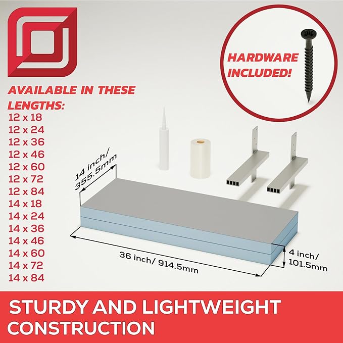 The Original Floating Shower Bench Kit with Wedi Building Boards & Original Shower Bench Bracket (12x24)-Great for New Constructions or Bathroom Renovations, Ready to Tile Shower Bench