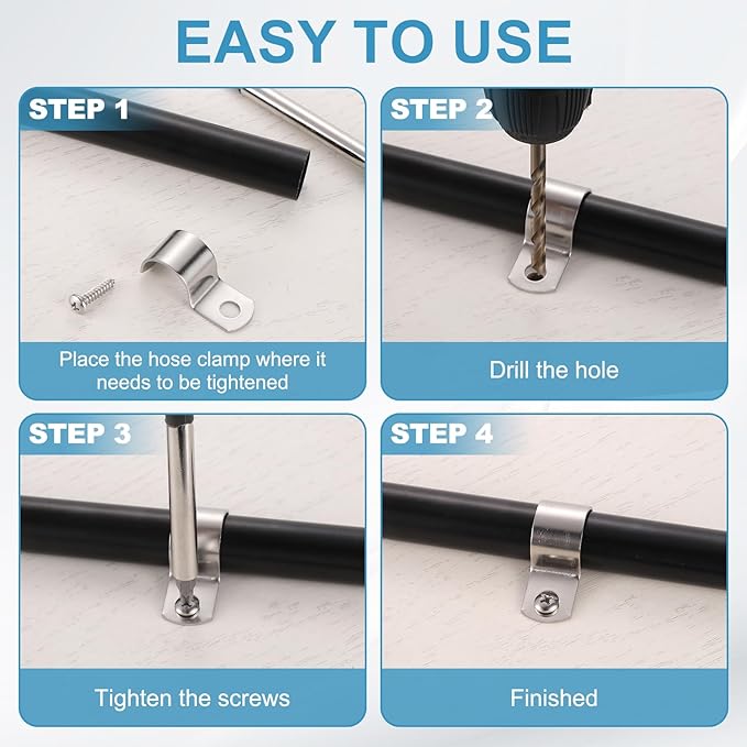 uxcell 6Pcs 35mm(1-3/8") One Hole Rigid Pipe Strap, 304 Stainless Steel Conduit Clamp Thicken U Bracket Heavy Duty Pipe Clamp with Self-Tapping Screws for Fixing Tube Cable, Silver