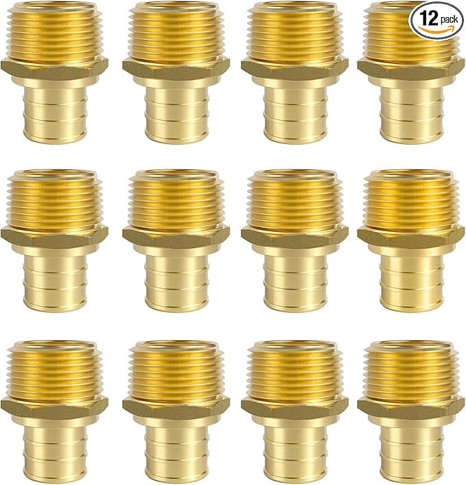 SUNGATOR 12-Pack 3/4" PEX Male Adapter, No Lead Brass, UPC Certified