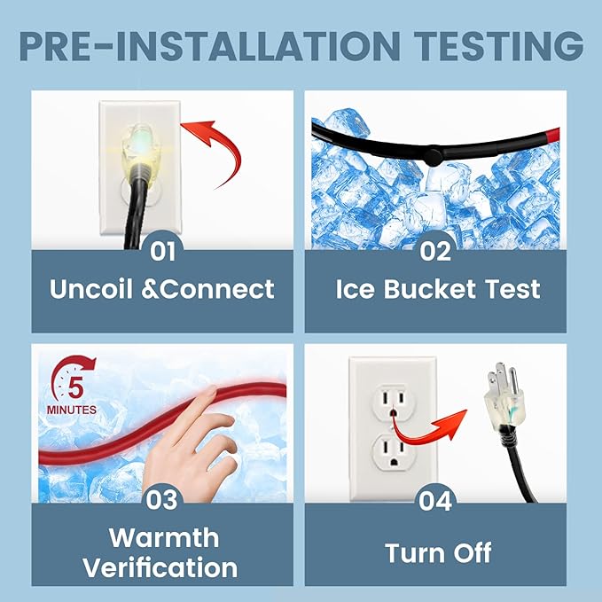 14 Feet Heating Tape for Pipe Freeze Protection with Build in Thermostat, 120 V Electric Pipe Protection from Freeze with Thermostat, 7 W/Ft, Heat Trace for Water Pipes