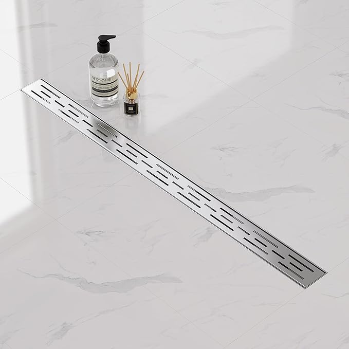 Neodrain 36 Inch Rectangular Linear Shower Drain with Brick Pattern Grate, Brushed 304 Stainless Steel Bathroom Floor Drain,Shower Linear Drain & Hair Strainer,Leveling feet, CUPC Certified
