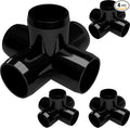 FORMUFIT 1-1/2" 5-Way Cross Furniture Grade PVC Fitting in Black, Made in USA, UV-Resistant, Impact-Proof, 1.900” Actual Socket Diameter (Pack of 4) - F1125WC-BK-4