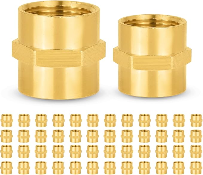 50-PCs HeSun Brass Pipe Fitting, 3/4" NPT Female x 3/4" NPT Female Hex Pipe Adapter
