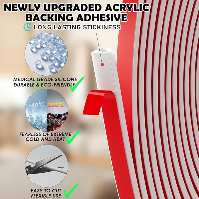 20FT Weather Stripping Door Seal - Self Adhesive Weather Insulation Strip Weatherstripping Silicone D Shaped Seal Strip Door Frame Gap Filler/Window Soundproofing