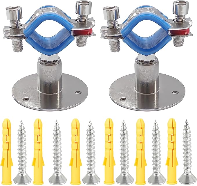 2PCS Wall Mount Ceiling Mount Pipe 304 Stainless Steel Pipe Supports Pipe Standoff Adjustable Height 30-60mm（1.18"-2.36"） for OD Pipe 38-40mm(1.5-1.57in)