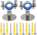 2PCS Wall Mount Ceiling Mount Pipe 304 Stainless Steel Pipe Supports Pipe Standoff Adjustable Height 30-60mm（1.18"-2.36"） for OD Pipe 38-40mm(1.5-1.57in)
