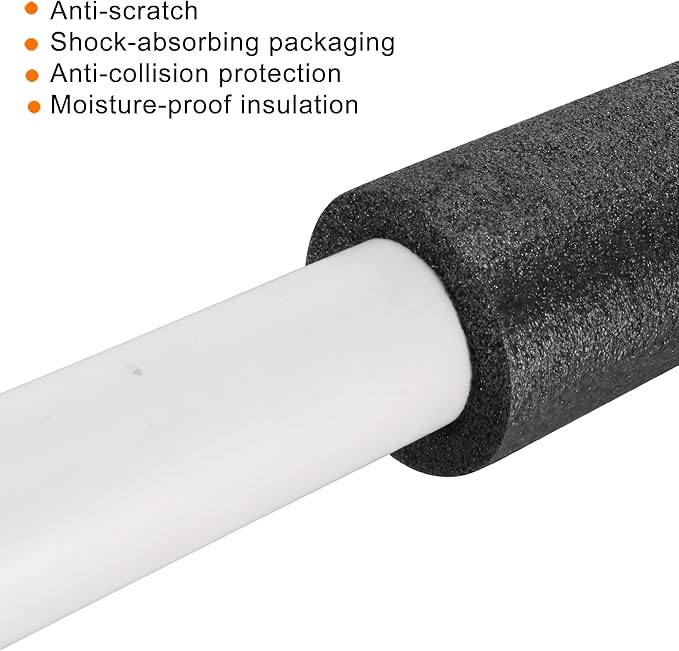 MECCANIXITY Foam Tube Sponge Protective Sleeve Black Seal Sleeve Polyethylene Pipe 20mm(0.78 Inch) ID for Pipe Insulation, Pack of 2