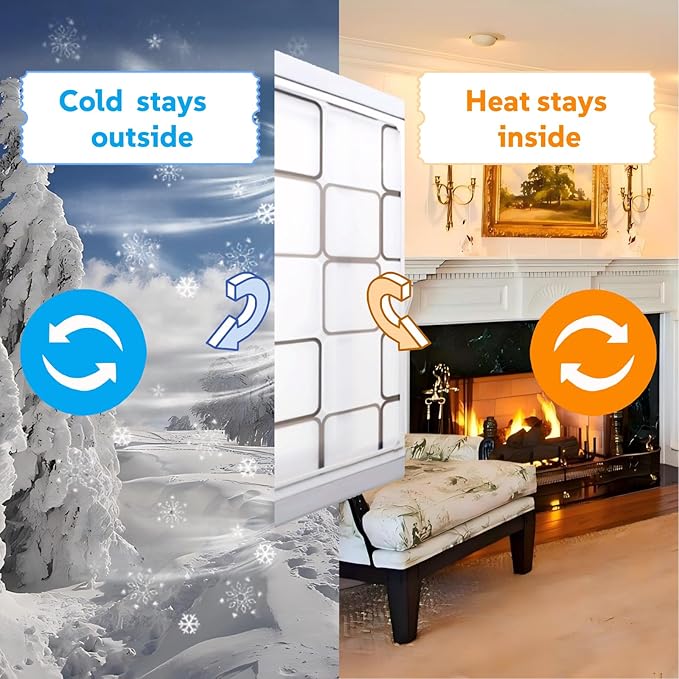 DIY Magnetic Window Insulation Kit Matte Frosted Privacy Film for Cold Winterizing Kit Cuttable Window Covering(56"x35")