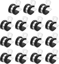 uxcell 1/2"(14mm) Cable Clamp, 304 Stainless Steel Rubber Cushioned Insulated R Shape Metal Clamp Tube Holder for Pipe Hose Wire Cord Installation 15Pcs
