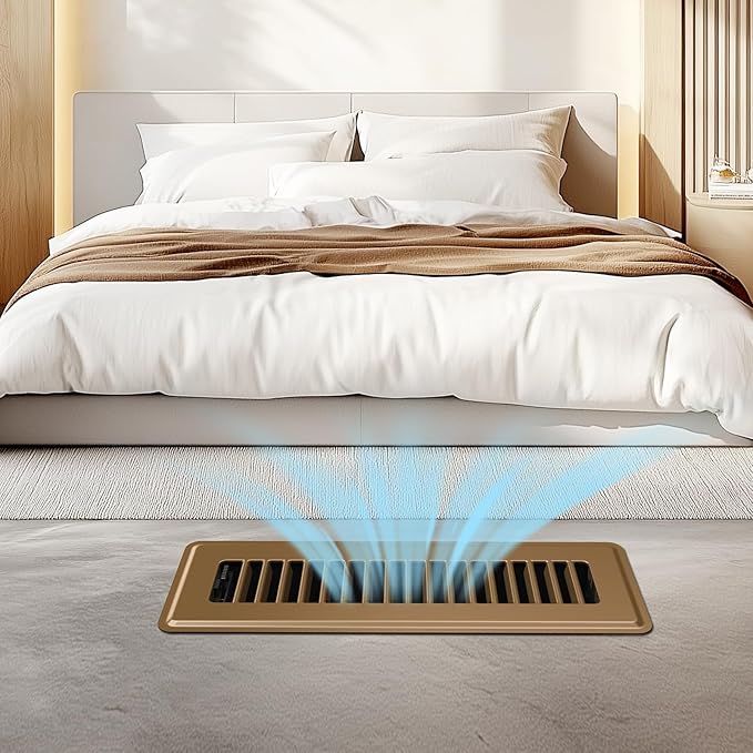 Floor Register 2x10, 2 Pack Floor Vent Covers, Adjustable Steel Air Supply Register Vent Covers Grill, Rust-Proof Vent Covers for Home Floor and Sidewall, Brown