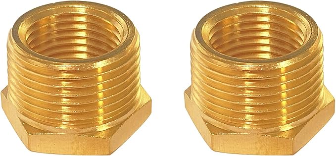 YOUHO 3/8 to 1/8 reducer Brass Threaded Pipe Fitting 3/8 NPT Male x 1/8 NPT Female Hex Bushing Adapter (Pack of5)