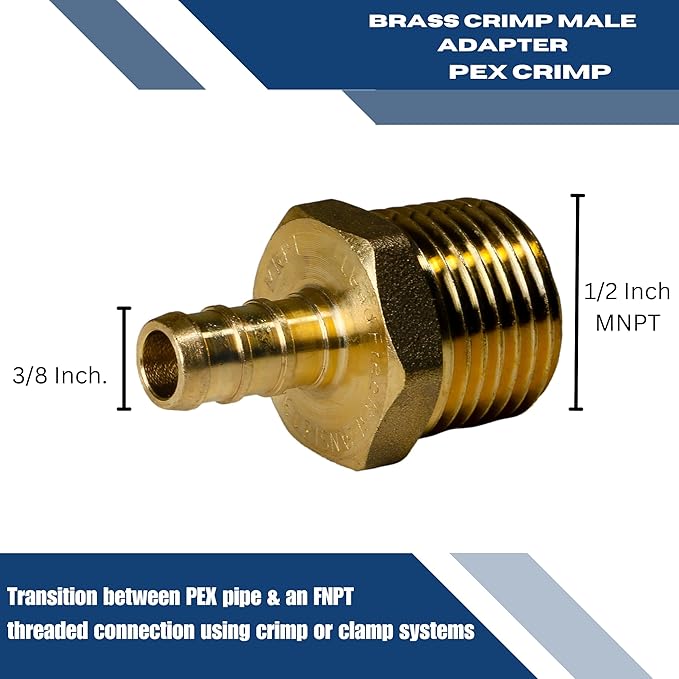 XFITTING 3/8 inch Pex x 1/2 inch Male NPT Adapter, 24-4-8=10X, 10 Pieces