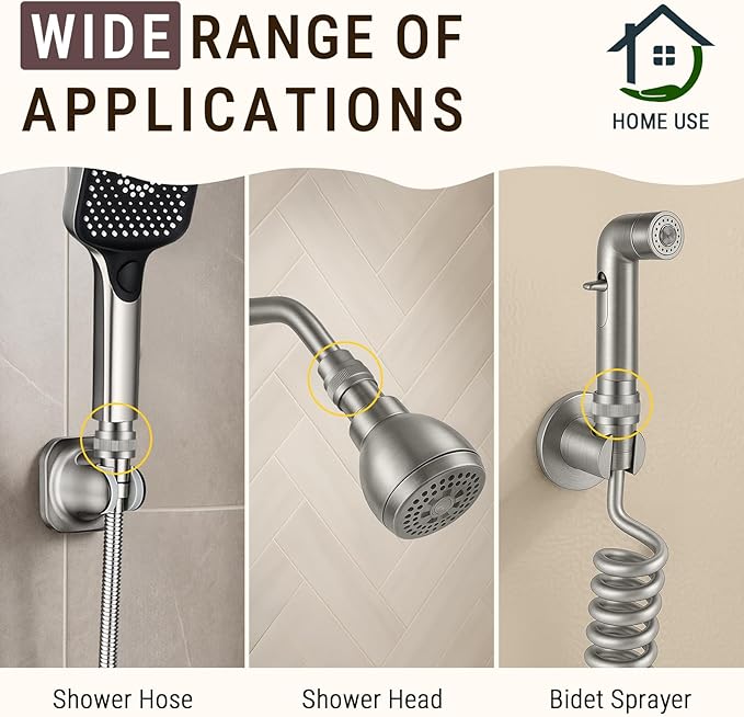 G-Promise All Metal Shower Head Shut Off Valve, G1/2" Shower Flow Control Valve for Handheld or Bidet Sprayer (Brushed Nickel)