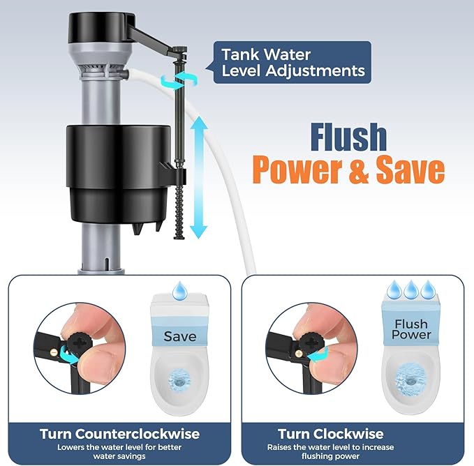 Universal Toilet Fill Valve Replacement Kit, Toilet Repair Kit Inside Tank, Height Adjustable & Water-Saving, Quiet & Anti-Siphon, Easy to Install (3-Pack)