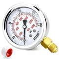 0-200 Psi Glycerin Liquid Filled Low Pressure Gauge, 2.5" Dial Size, 1/4" NPT Lower Mount, 304 Stainless Steel Case, for Water Pipe, HVAC, Water Oil Air Pressure Test