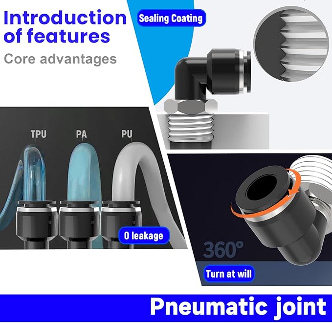 12Packs 3/8" OD Tube x 1/4" NPT Thread Male Straight and Elbow Push to Connect Fittings,Pneumatic Quick Connect Air Line Hose Fittings Accessories