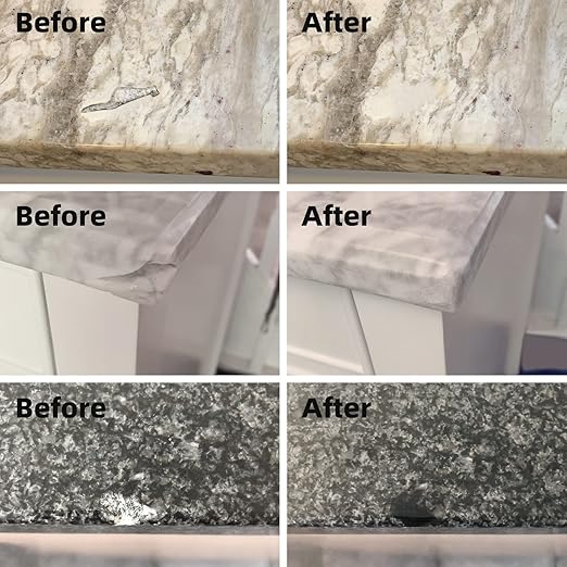 Marble and Granite Repair kit Porcelain Marble Stone and Quartz Countertops Repair kit for Chips Dents Cracks Holes Scratchs, Fix Chipped Edges Corners, Reattaches or rebuilds Missing Pieces