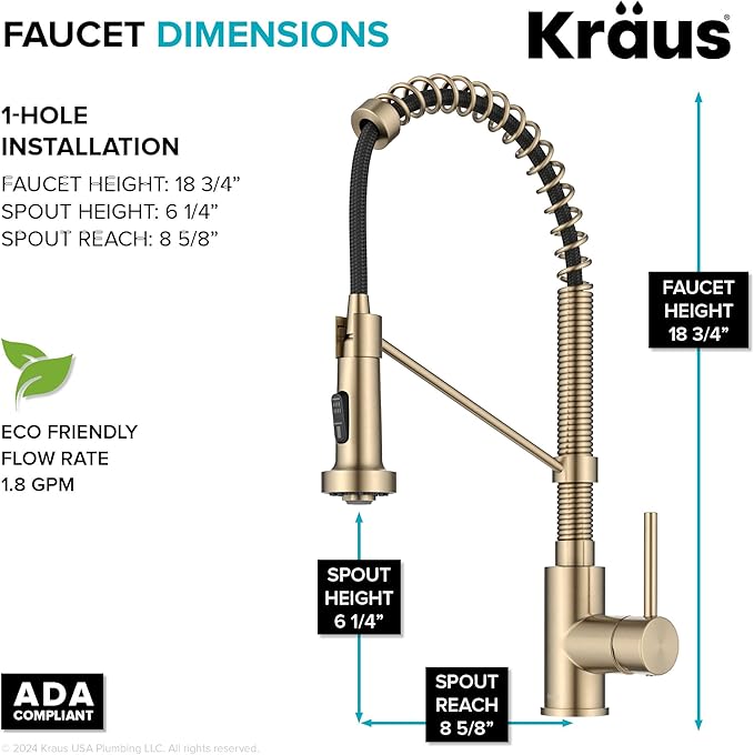 KRAUS Bolden Commercial Style Pull-Down Kitchen Faucet and Purita Water Filter Faucet Combo in Spot Free Antique Champagne Bronze, KPF-1610-FF-100SFACB