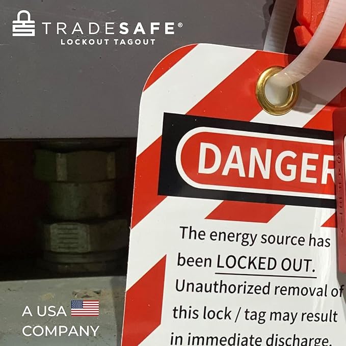 TRADESAFE Lockout Tagout Tags - 10 Danger Do Not Operate Tags with 10 Zip Ties, Premium 32 mil Vinyl, OSHA Compliant Loto Tags for Lock Out Tag Out, Out of Service, Electrical Equipment Repair