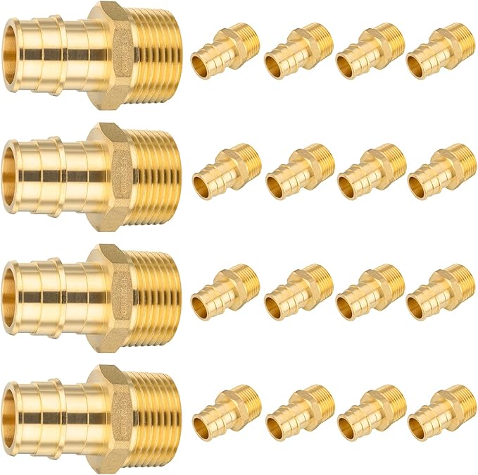 20-Pack HeSun PEX A Expansion Fitting, 3/4 Inch Male Thread Adapter,3/4" Male NPT x 3/4" Pex Expansion Adapter,ASTM F1960(PEX1960018-20)