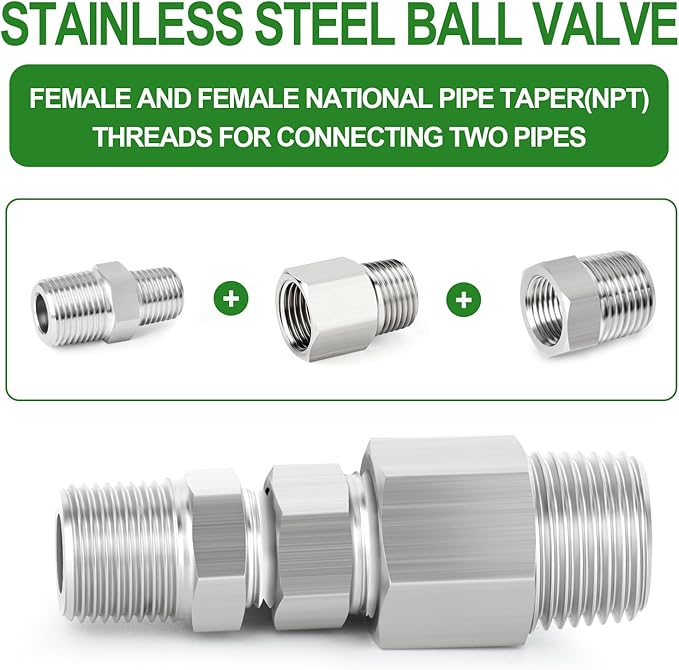 TAISHER 10PCS 304 Stainless Steel Pipe Fitting, Reducer Adapter, 1/2" NPT Male x 1/2" NPT Female