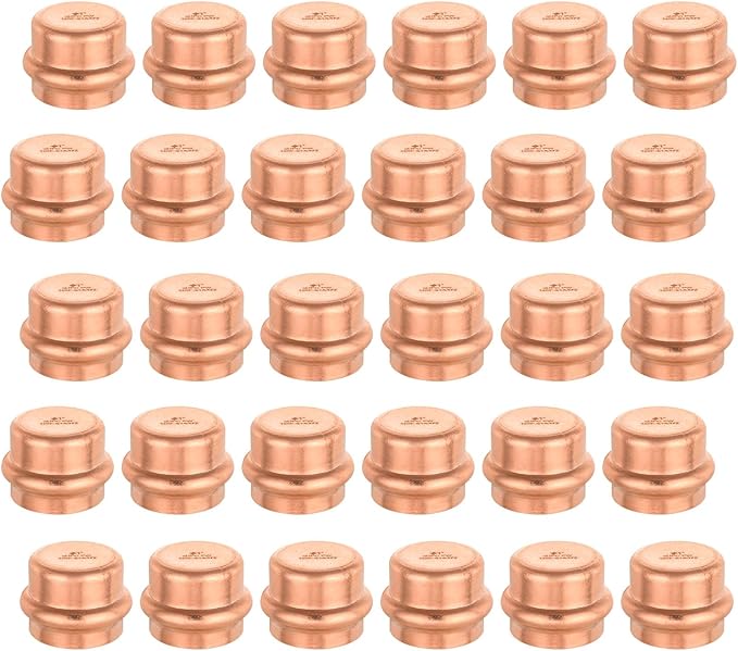 30-Pack GUOFIS Copper Press End Cap, 1" x 1" Plug Fittings for Copper Tube Connection with Stop(PRESS021-30Pack)
