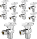 10-PCs HeSun Angle Stop Valve, 1/2" Sweat x 3/8" OD Compression Angle Stop, 1/4 Turn Shut Off Valve for Bathroom(VALVE084)