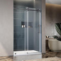 50-55 Inch x 76 Inch Sliding Frameless Shower Door, 3/8" Tempered Glass with Easy-Cleaning Coating, Stainless Steel Rollers & SGCC-Certified Stability, Space Gray