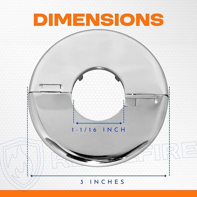 Retrofit Fire Sprinkler Escutcheon Cover Plate 3/4" IPS - Flat 2 Piece Stainless Round Split Flange for Easily Covering Gaps Between Fire Sprinkler Pipe and Ceiling or Wall - 12 PK