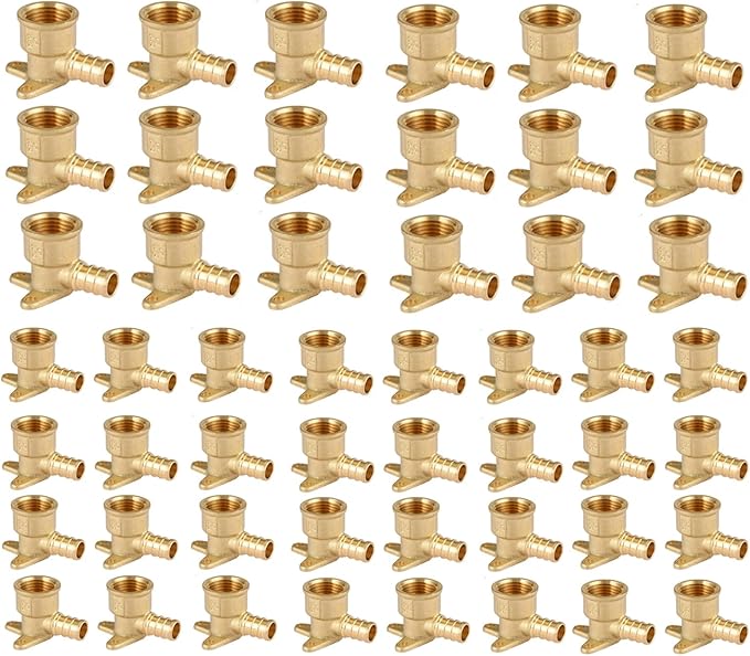 PEX Fitting 3/4" Drop Ear Elbow,50Pack Pex 3/4 Inch x 3/4 Inch Female NPT Drop Ear Elbow,PEX F1807 Crimp Brass Fittings(PEX1807169-50Pack)