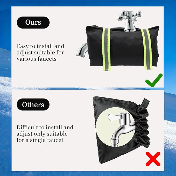 6 Pack Outdoor Faucet Cover for Winter Freeze Protection,10" W x 7.8" H Hose Bib Cover Outside Reusable Waterproof Insulation Wrap with Reflective Strip for Garden Yard Spigot Pipe