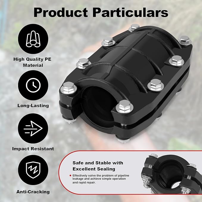 Pipe Repair Clamp 3/4 inch, Water Pipe Leak Repair Clamp, Pipe Repair Kit for Plastic and Metal Pipes, Leak Stopper with Anti-Impact, Suitable for Pipes 20MM OD