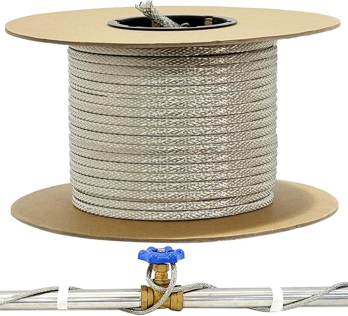 500' HTM Braid Self Regulating Heating Cable Mobile Home Heat Tape Water Pipes Freeze Protection Heat Trace Energy Saving Heat Tape for Water Hose
