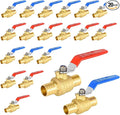 20 Pack Ball Valves, 1" Pex Crimp Shut Off Valve, Brass Full Port Pex B Shut Off Ball Valve for Hot and Cold Water, NSF/ANSI 61 Certified