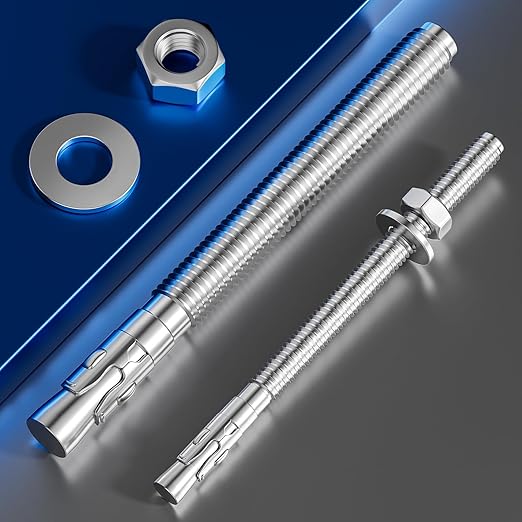 30Pcs 1/2x6 Inch Standard Fasteners for Heavy-Duty 304 Stainless Steel Wedge Anchors for Cement and Concrete