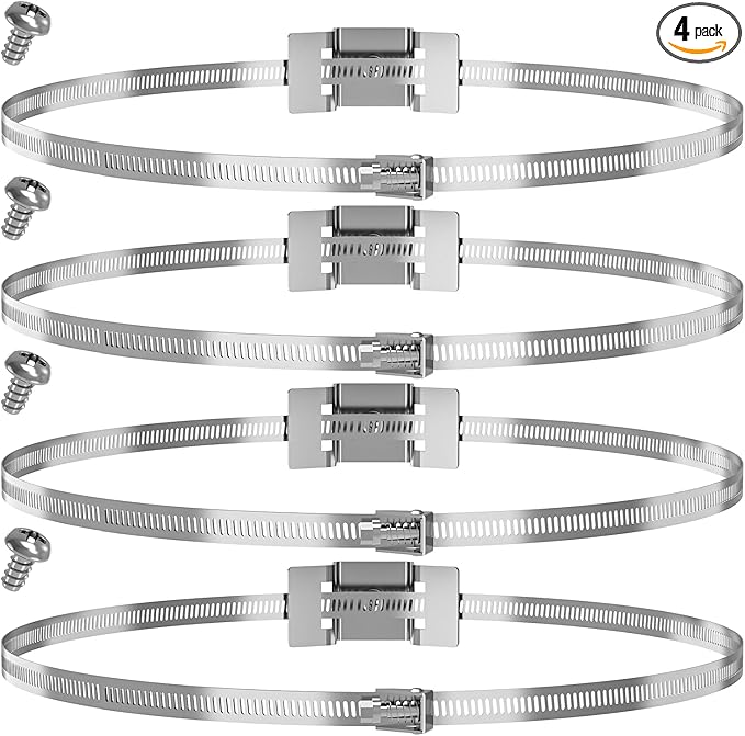 Adjustable Sign Mounting Bracket for Larger Diameter Poles,4 to 15" Metal Street Sign Mounting Bracket Hardware,Propane/Expansion Tank Brackets for Water Heater, 4 Pole Brackets with 4 Straps
