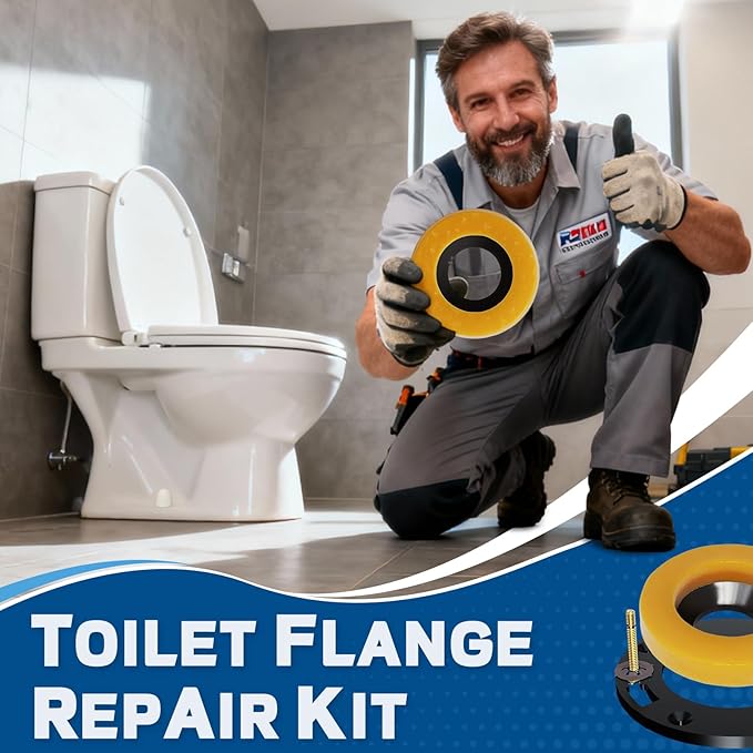 NEEXAN Toilet Flange Repair Kit – Toilet Wax Ring Replacement Kit with Elastic Wax Ring, Rubber Toilet Gasket Seal Kit with Nuts, Washers & Bolt Caps