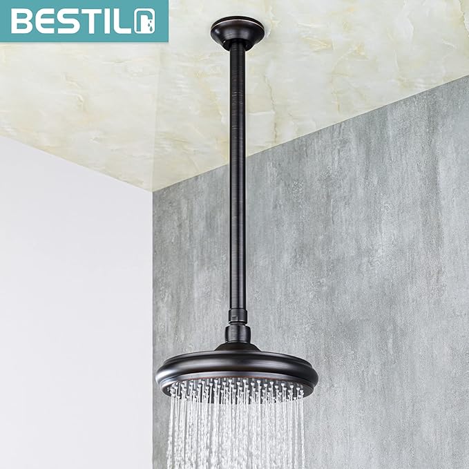 BESTILL 16 Inch Ceiling Mount Rain Shower Head Arm and Flange, Oil Rubbed Bronze