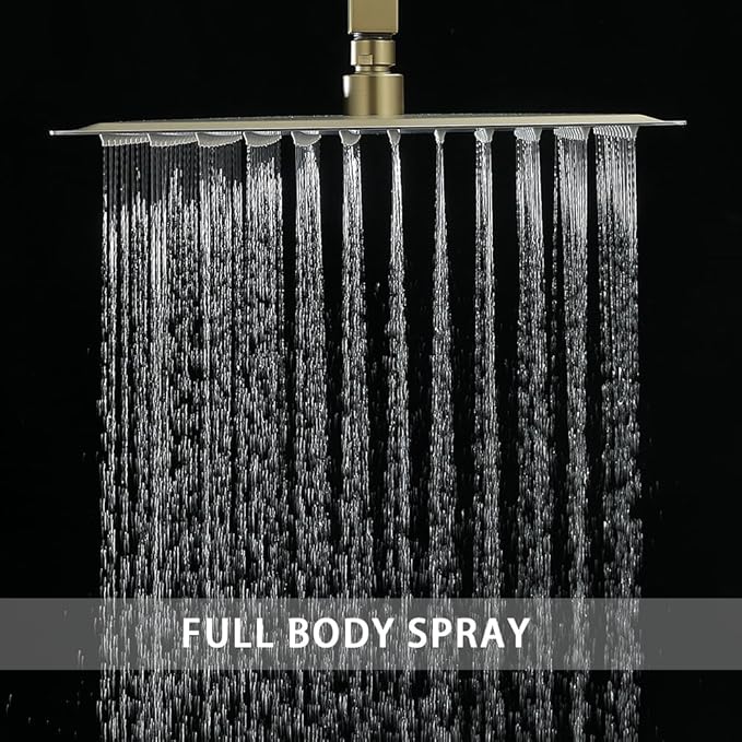 Shower System ‎Brushed Gold Bathroom 10 Inch Rain Shower Head Ceiling Mount with Handheld Luxury High Pressure Shower Combo Set Shower Faucet Rough-in Valve Body and Trim Kit