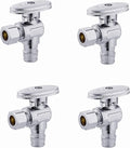 4-Pack EFIELD Pex-a 1/4 Turn Angle Stop Valve 3/8" OD Compression x 1/2" Expansion (F1960) Chrome Plated Brass,(VALVE094-4PCS)
