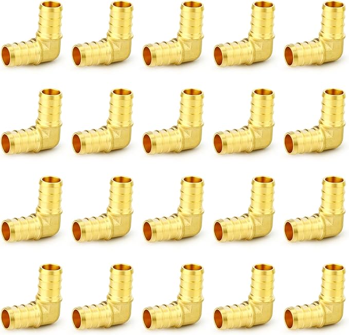 GASHER 20Pcs No Lead Brass 1/2" Pex Elbow Fittings, 1/2 Inch Pex Fittings for Pex Tubing