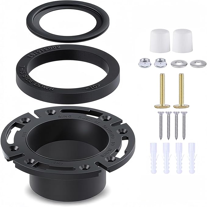 RV Toilet Seal and 3 Inch Floor Flange Kit for Dometic 300 310 320 Series, Replaces 385345892 385311652 385311658, RV Toilet Base and Flush Gasket Set with Hardware