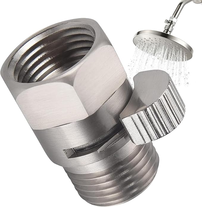 Shower Valve Water Flow Restrictor - Control Water Flow G1/2 IPS Brass Matel Shower Shut Off Valve, Shower Pressure Regulator for Toilet Handheld Shower or Bidet Sprayer, Brushed Nickel