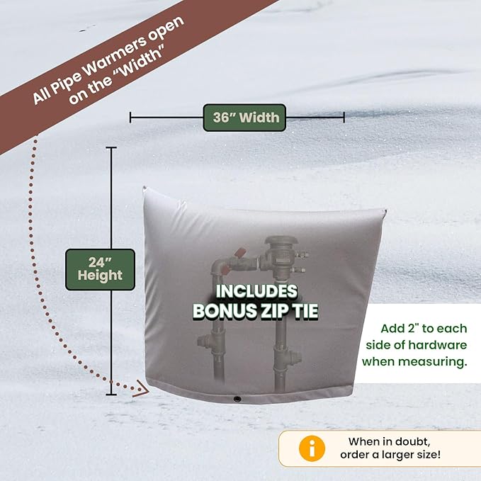 The Original Winter Pipe Insulation Cover (0˚F) - Extra-Thick EVA+NBR (UV-Coated) Insulated Backflow Preventer Freeze Protection, Pump Cover, Sprinkler/Well/Valve Head Cover - (36" W X 24" H)