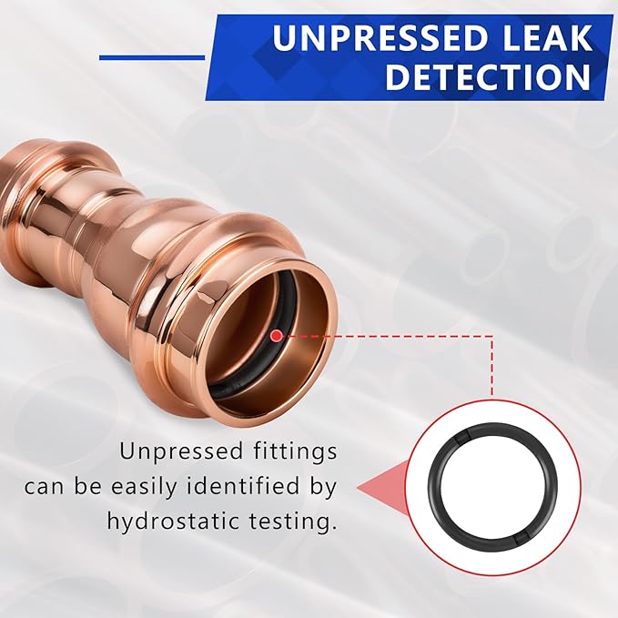 Copper Press Fittings 3/4" x 1/2" Copper Press Coupling Reducer, No-Lead Plumbing Pipe Connector | Water Supply & Hydronic Heating Systems | Durable Press Fit Design,10-Pack