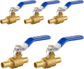 5-Pack Foskan 1/2 Inch PEX Crimp Full Port Ball Valve with Blue Handle, Brass Quarter Turn Shut-off Valve for PEX Tubing