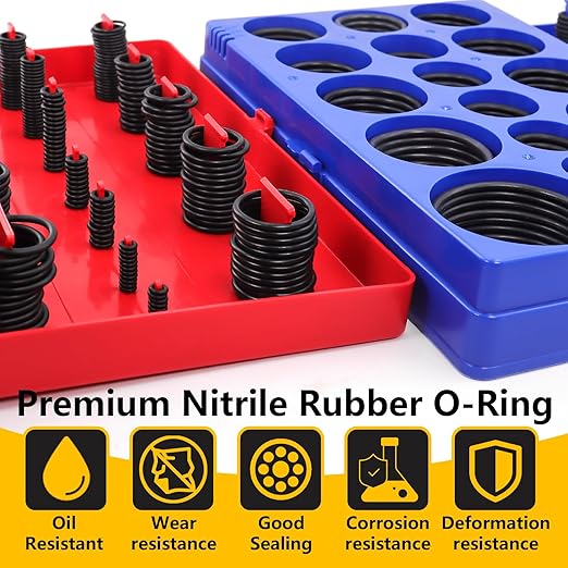 826 Pcs Universal O-Ring Kit - Metric & SAE Standard 70A Durometer O Ring Assortment Kit for Auto Engines, Hydraulic Cylinders, Chemical Plumbing, Fuel Systems with 4 Pick Tools