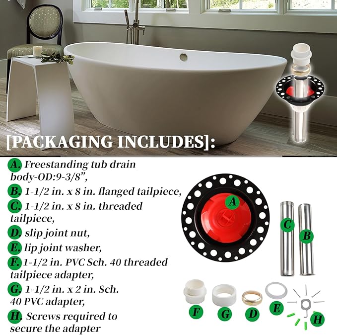Freestanding tub drain rough-in kit Compatible With freestanding bathtubs and standard bathtubs-Fits all types of 1-1/2" bathtub drains,freestanding bathtub drain rough-in kit