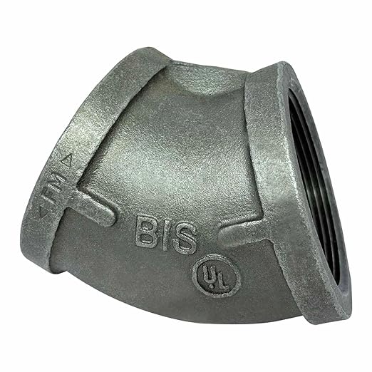 Gloxco 3" Pipe Fitting Elbow, 3" Female NPT x 3" Female NPT, 45 Degree, 150# Black Malleable Iron