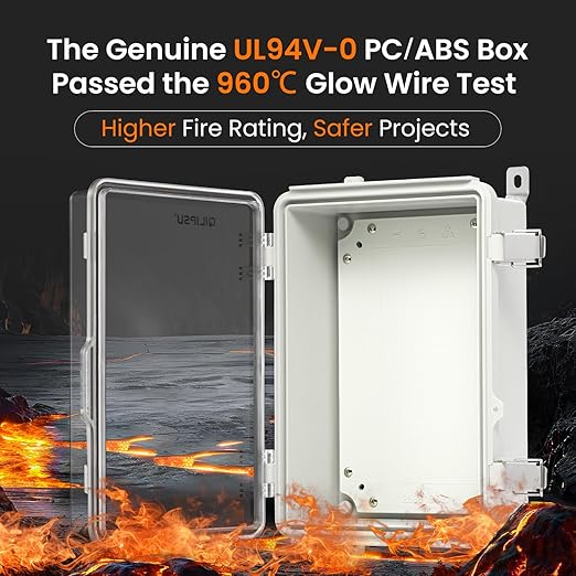 QILIPSU UL94-V0 Outdoor WiFi Enclosure 13.8"x9.9"x5.9" Waterproof Electrical Junction Box PC/ABS Alloy Plastic Clear Hinged Door IP66 Weatherproof for Project Solar Network Router Pump Control